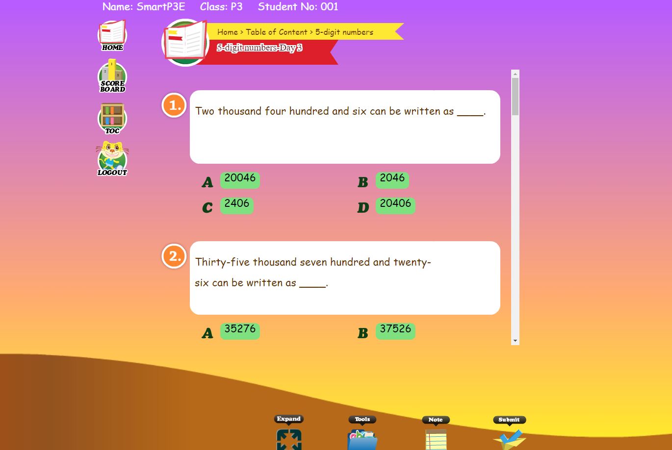 MySmart123 interactive exercises
