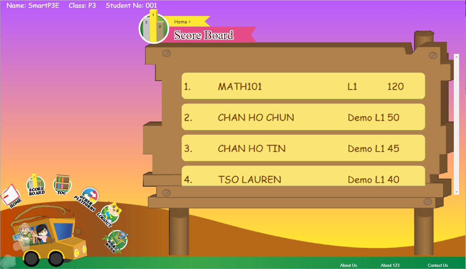 MySmart123 score board